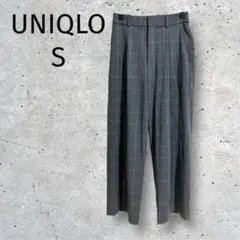 UNIQLO◆ギンガムチェック/カジュアルパンツ/グレー系/S/2063