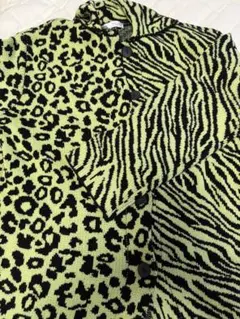 【SERENO様専用】ライムグリーン・ブラック動物柄カーディガン