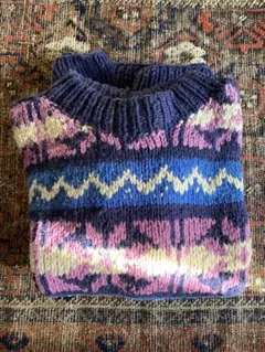 幾何学模様 オーバーサイズニットセーター　厚手