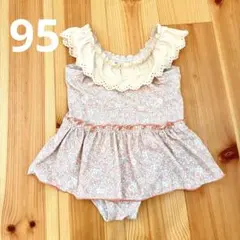 バースデイ　conoco フリル付き花柄ベビー水着　95cm