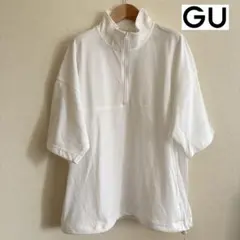 GU ハーフジップ プルオーバー 半袖 白 Lのサムネイル