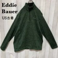 US古着ハーフジップスウェットトレーナーエディーバウアーEddieBauer緑