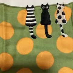 新品未使用❣️Atsuko Matano 猫刺繍 ガーゼハンカチ