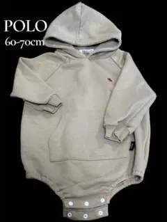 POLO フード付きロンパース 60-70cm 新生児 男女兼用ロンパース