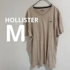 HOLLISTER 【M】ベージュ Vネック Tシャツ シンプル 古着 海外