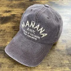 estmove MANANA 刺繍キャップブラウン系 綿100％ヴィンテージ加工