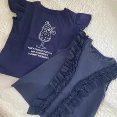 ネイビー フリル Tシャツ 130cm gu