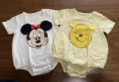 【Disney】ミニーマウス　プーさん　ロンパースセット　80センチ　春夏服