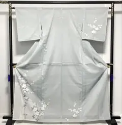 D554 夏着物　訪問着　桔梗　一つ紋　絽　ポリエステル　洗える着物　未使用