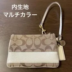 COACH シグネチャー リストレットポーチ　キャンバス×レザー