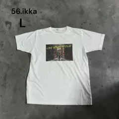 USED IKKA 반소매 프린트 T셔츠 L 화이트 스트리트 헌 옷