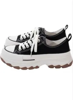 ブラック 厚底キャンバススニーカー プラットフォーム