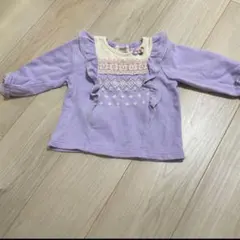 スーリー　ラベンダー　トレーナー　フリル　レース　刺繍　80cm