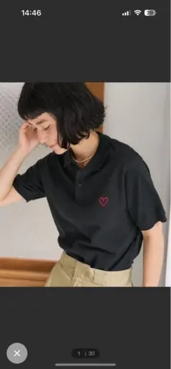 FREAK'S STORE ワンポイントハート刺繍コンパクトポロ　ポロシャツ