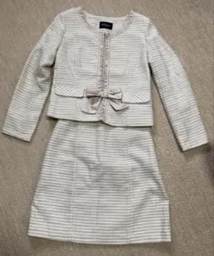 アイボリーリボン付きツイードスーツセット