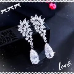 ロングピアス　ブライダル　結婚式　ウェディング　ジルコニア　パーティ　高級感　c