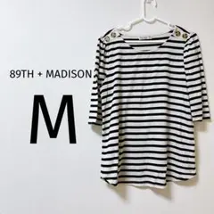 0227 89TH + MADISON ストライプ 五分袖 Tシャツ M