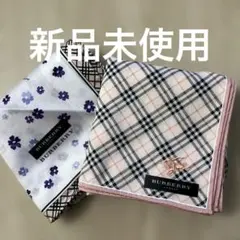 新品未使用　BURBERRY バーバリー　ノバチェック柄　花柄ハンカチ 2枚