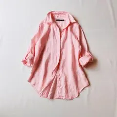 【美品】ローレンラルフローレン　長袖シャツ　リネン100％　ロールアップ袖　Sのサムネイル