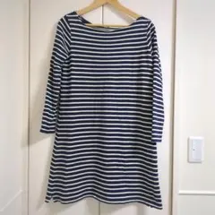 無印良品 MUJI ボーダー ワンピース チュニック ネイビー