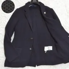 美品 ラルディーニ 編込 アルパカ ニットテーラードジャケット ブートニエール黒