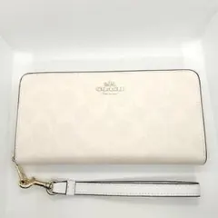 新品コーチ COACH 長財布 シグネチャー ロング ジップ C4452ホワイト