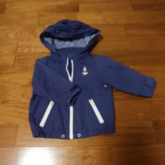 familiar ネイビー ドット柄 フード付きジャケット