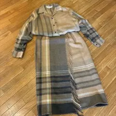 23区ブラウン系チェック柄セットアップ