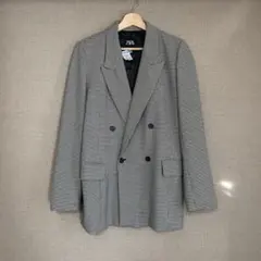 ZARA ジャケット　テーラードジャケット　ダブル　チェック柄