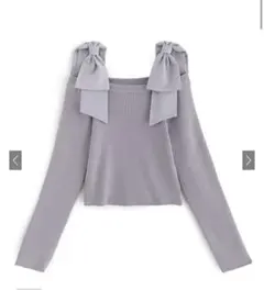 GRL グレイル リブ編み ラベンダーセーター リボン付き