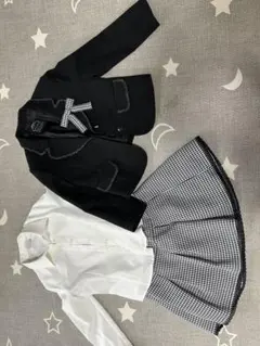 フォーマルスーツセット 120cm 黒と白のチェック