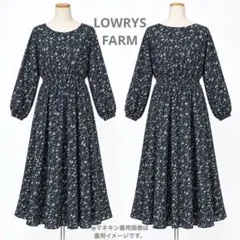 ローリーズファーム 花柄 プリーツ ロングワンピース M