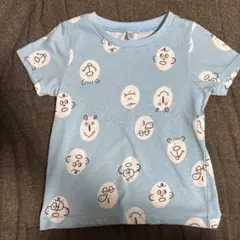 顔柄デザインの水色Tシャツ