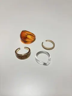 リング 4点セット べっ甲風 クリア ゴールドのサムネイル