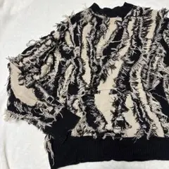 白黒長袖ニット 秋冬