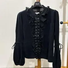 TO BE CHIC トゥービーシック　フリル カーディガン ブラックのサムネイル