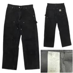 90s USA製 カーハート ダブルニー ブラック W30 L30