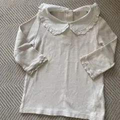 フリル付き襟 ベージュ 七分袖カットソー 100-110cm エニファム