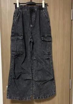 WEGO デニムパラシュートカーゴパンツ　グレー　S