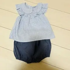 ベビー服セット 水色チェック 80cm 女の子
