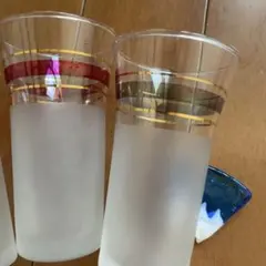 フロスト加工ガラスコップ 2個セット　昭和レトロ
