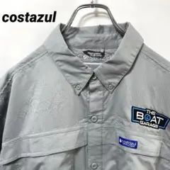 T-437 costazul フィッシングシャツ 半袖 刺繍 XL 灰USA古着