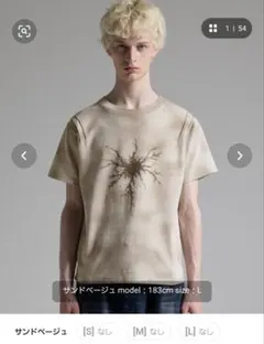 Grancy ラインストーンクラックダーティ半袖T M サンドベージュ