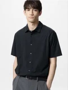 UNIQLO ユニクロ　エアリズムコットンフルオープンポロシャツblack xl