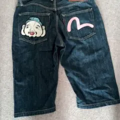 値下げ★EVISU　エビス　刺繍デザイン ハーフパンツ ダークブルー