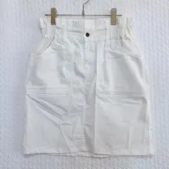 レトロガール♦︎ミニスカート 台形スカート M ホワイトウエストゴム カジュアル