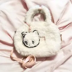未使用級✨FURFUR ファー スクエアボストンバッグ 2way ねこ 白