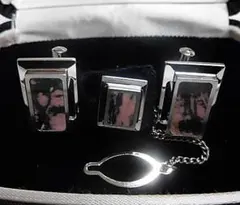 天然石 ロードナイトタイピン・カフスボタンセット　　260101077