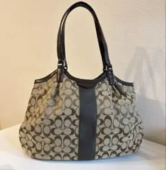 【美品】COACH コーチ シグネチャー トートバッグ キャンバス ブラウン
