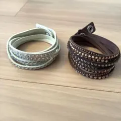 【まとめ売り美品】SWAROVSKI スワロフスキー　ブレスレット レザー